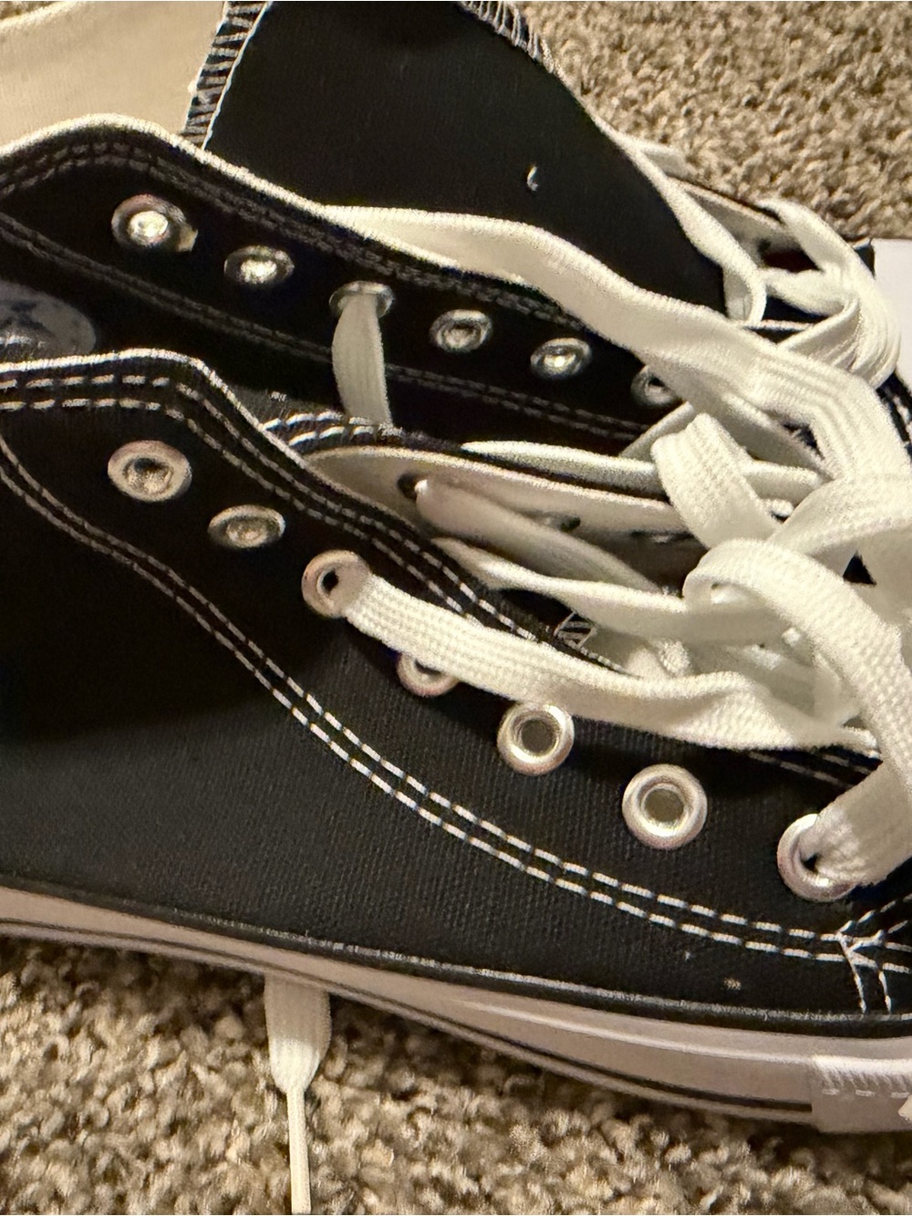 Black Canvas High-Top Kids Sneakers with White Laces